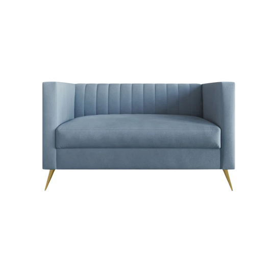 Modern Blue Velvet Settee